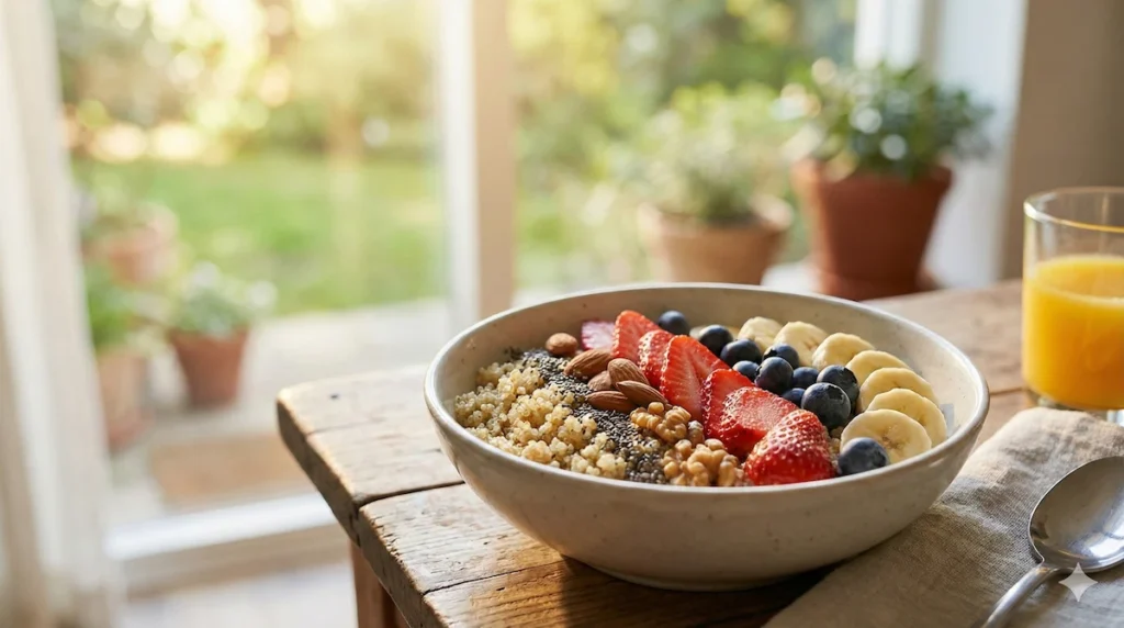 Balanced nutrition with whole foods supporting long-term health and longevity
