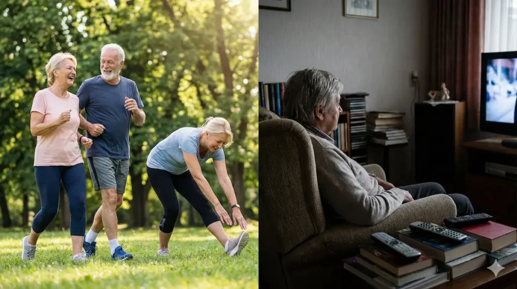 Active older adults representing healthy aging and improved healthspan
