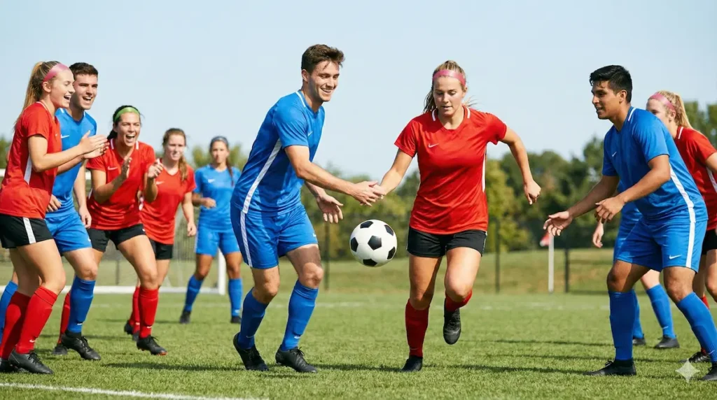 Students developing teamwork and social skills through physical education
