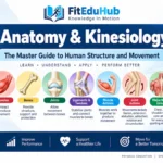 Anatomy and Kinesiology guide showing human muscles, bones, joints, ligaments, tendons and movement